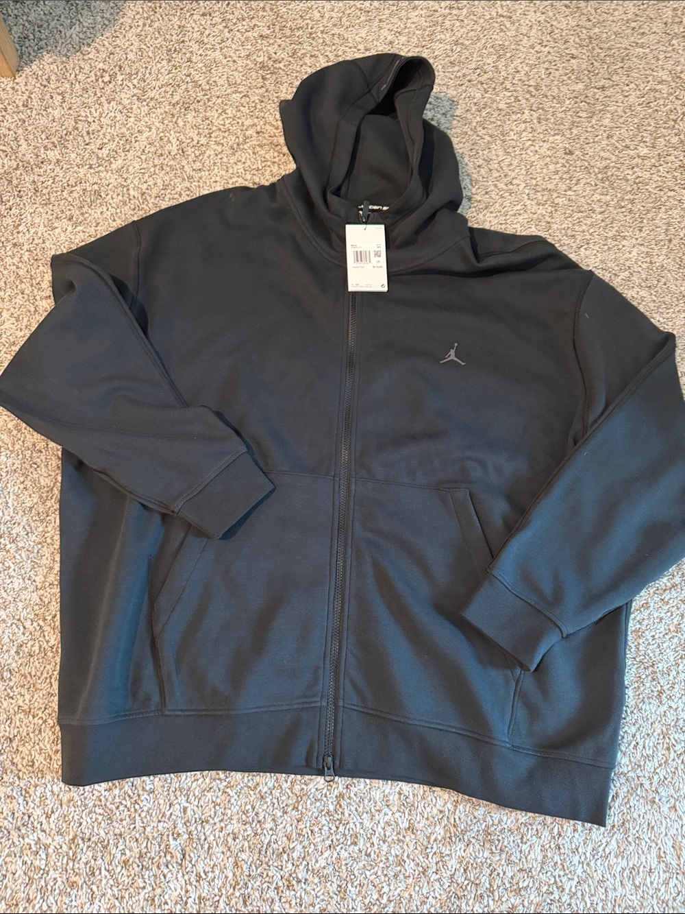 Jordan Men's Black Full-Zip Hoodie with Subtle Jumpman